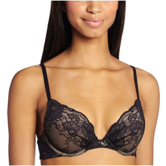 Maidenform NWT Comfort Devotion Embelished Underwire Plunge Push up Bra Style 09 - Picture 1 of 3